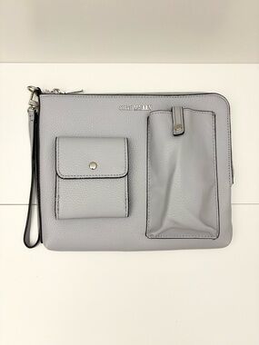 Steve Madden Grey Wristlet Clutch Pouch Set Vegan Leather